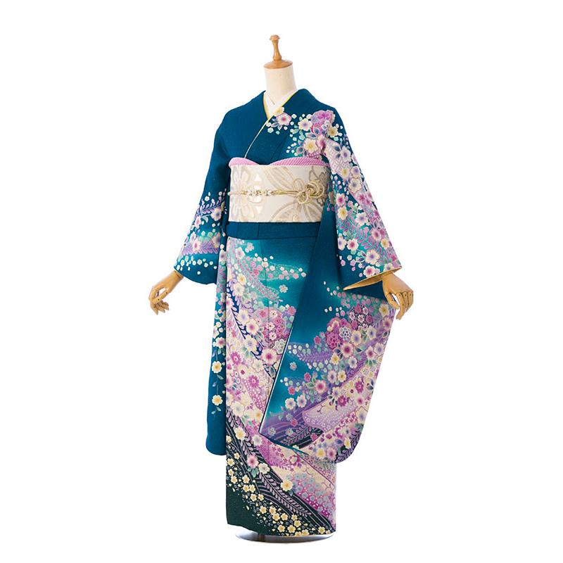 2〜12月】正絹振袖|着物レンタル|150〜160cm|振袖フルセット(緑系 