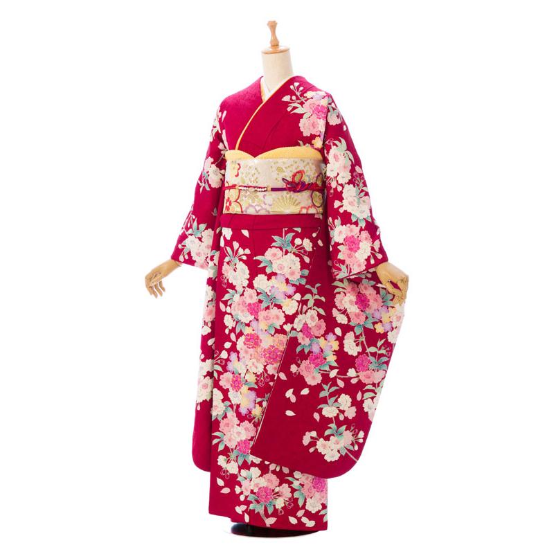 レンタル】正絹振袖|着物レンタル|153〜165cm|振袖フルセット(赤系