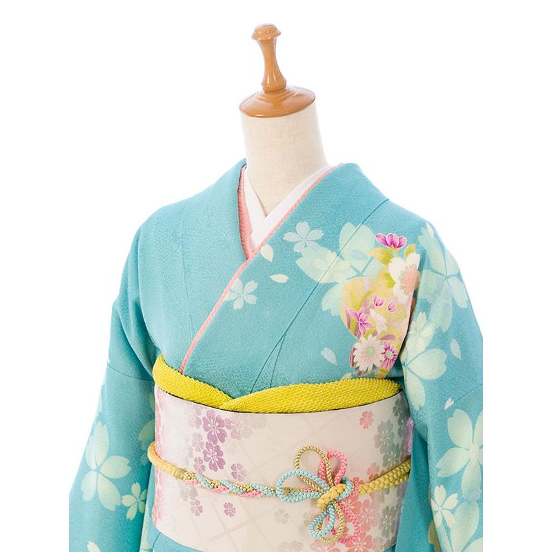 2〜12月】正絹振袖|着物レンタル|150〜160cm|振袖フルセット(水色系