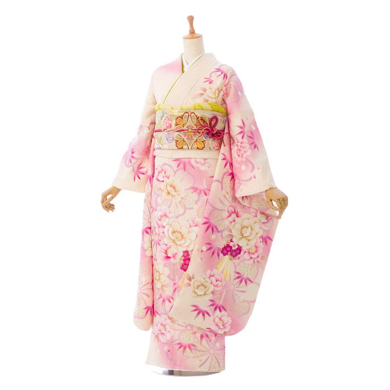 2〜12月】正絹振袖|着物レンタル|158〜168cm|裄長|振袖フルセット(白系 