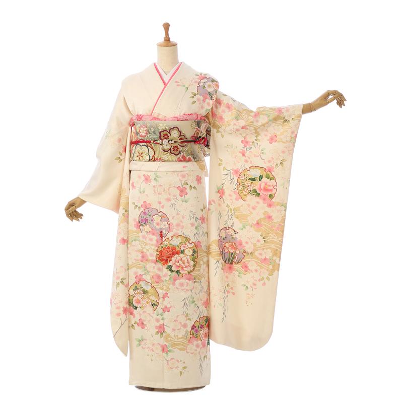 レンタル】トールサイズ|正絹|160〜168cm|振袖フルセット(白系)|大きい