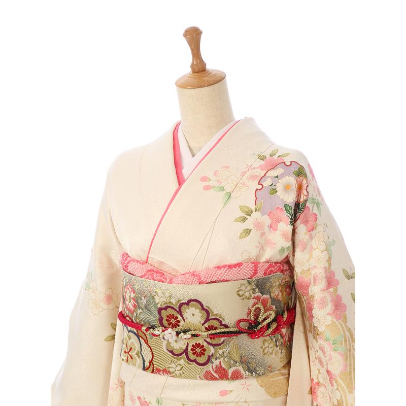 レンタル】トールサイズ|正絹|160〜168cm|振袖フルセット(白系)|大きい