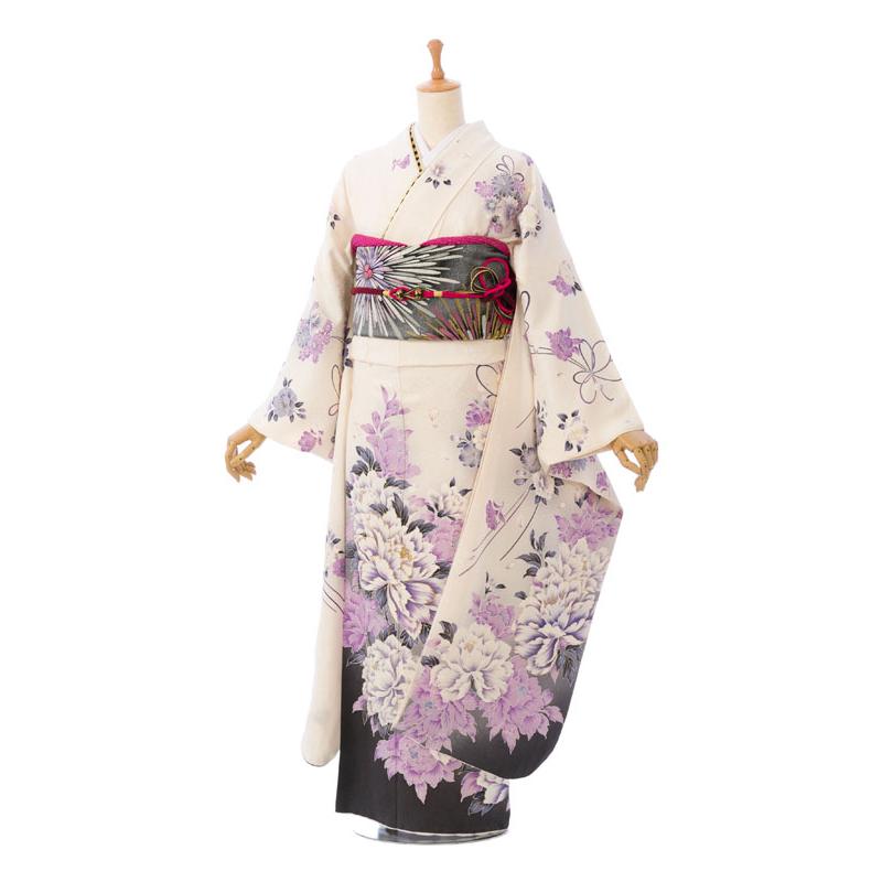 正絹|着物レンタル|160〜170cm|振袖フルセット(白系)|大きいサイズ