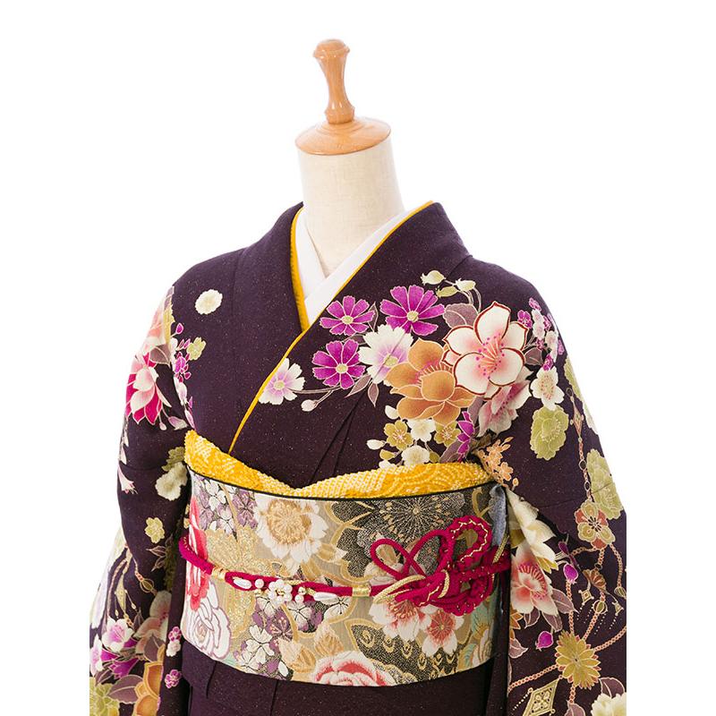 レンタル】正絹振袖|着物レンタル|155〜168cm|振袖フルセット(茶色系