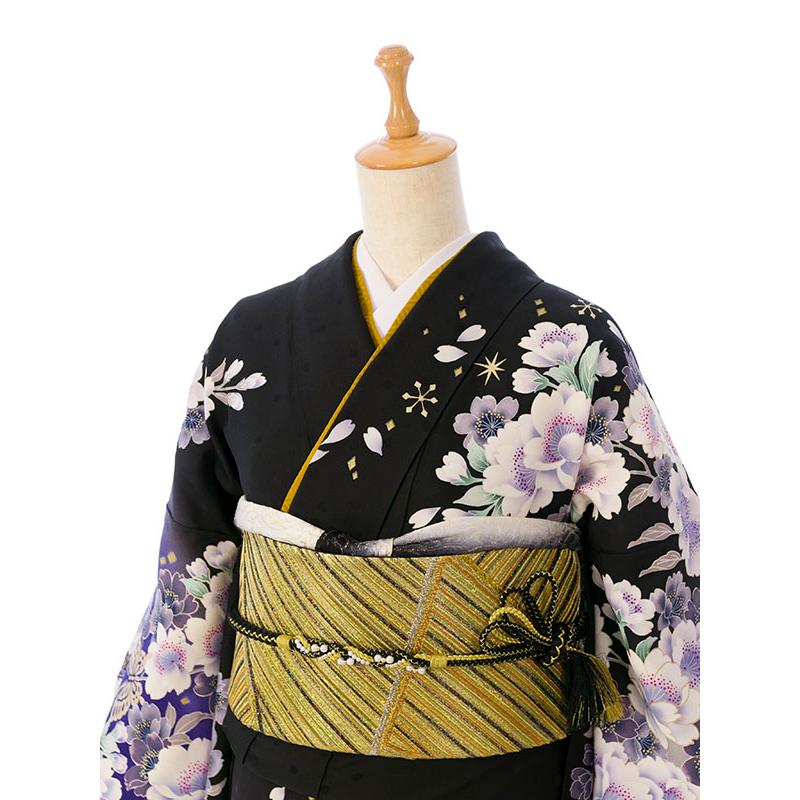 2〜12月】正絹振袖|着物レンタル|155〜168cm|振袖フルセット(黒系