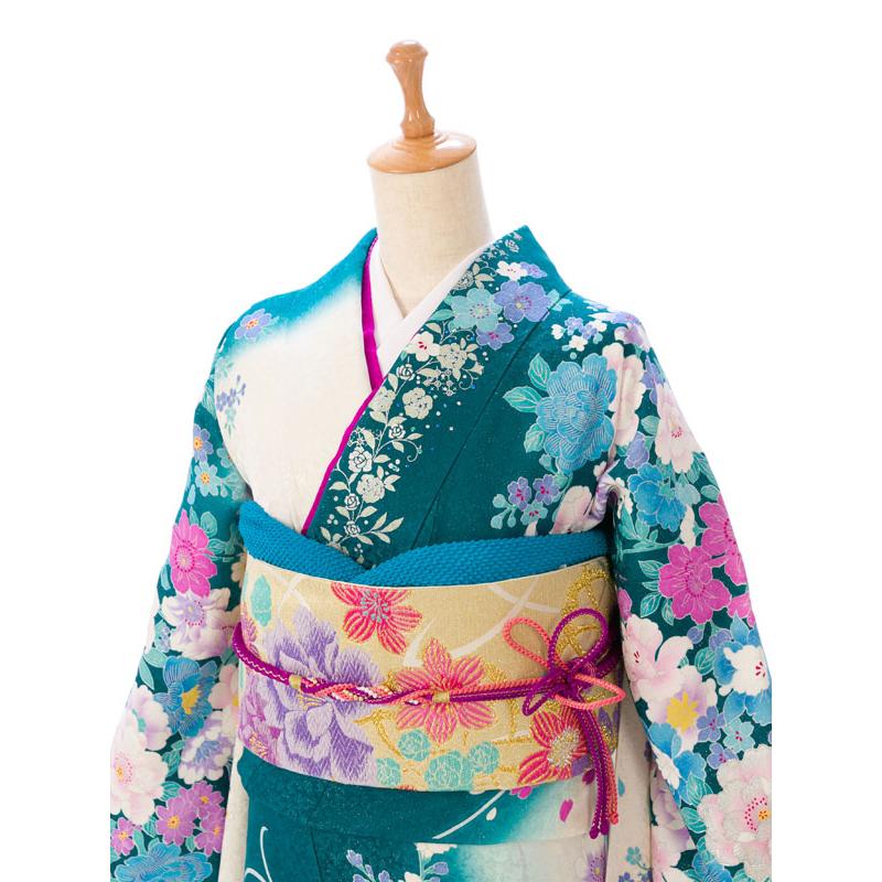 2〜12月】正絹振袖|着物レンタル|158〜168cm|振袖フルセット(グリーン