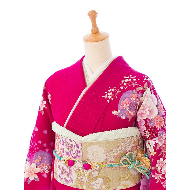 2〜12月】正絹振袖|着物レンタル|155〜165cm|振袖フルセット(赤系