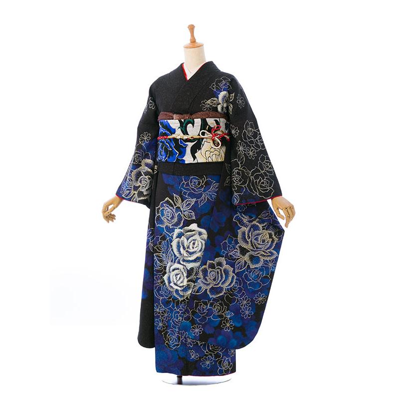 レンタル】正絹振袖|着物レンタル|155〜168cm|振袖フルセット(黒系