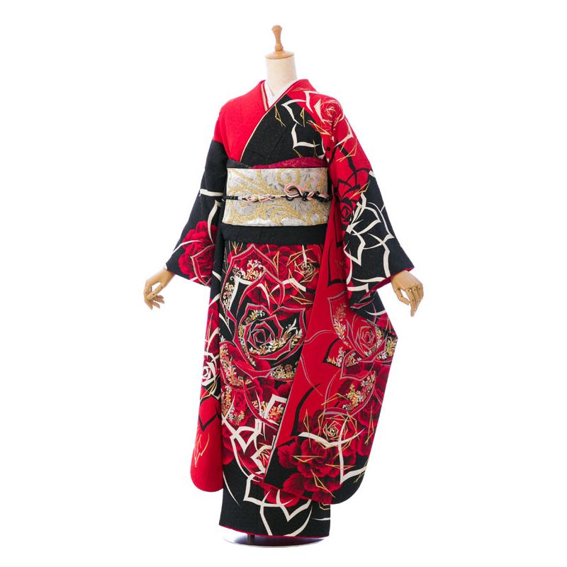 2〜12月】正絹振袖|着物レンタル|155〜168cm|振袖フルセット(赤系
