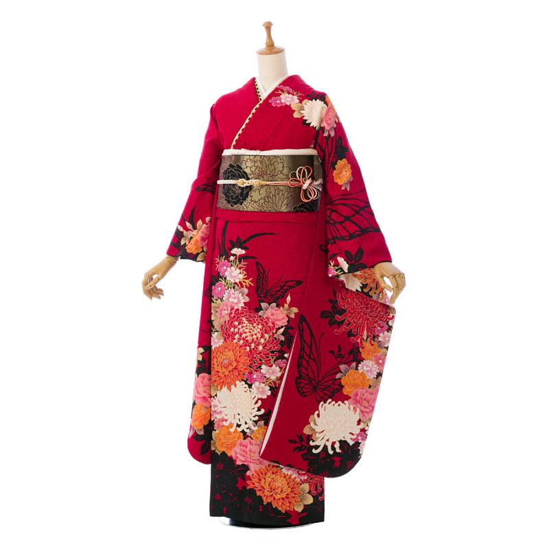 2〜12月】正絹振袖|着物レンタル|153〜165cm|振袖フルセット(赤系