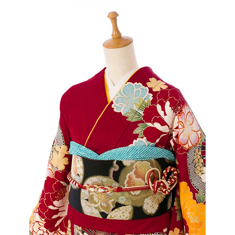 2〜12月】正絹振袖|着物レンタル|153〜165cm|振袖フルセット(赤系
