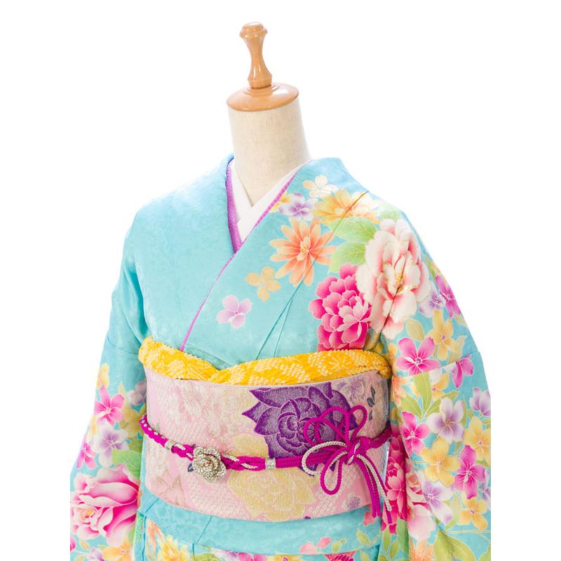 2〜12月】正絹振袖|145〜155cm|振袖フルセット(ブルー系)|小さいサイズ