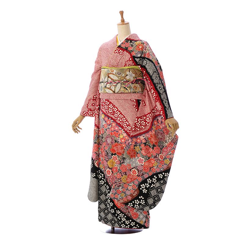 2〜12月】総絞り|正絹|153〜165cm||着物レンタル|振袖フルセット(赤系