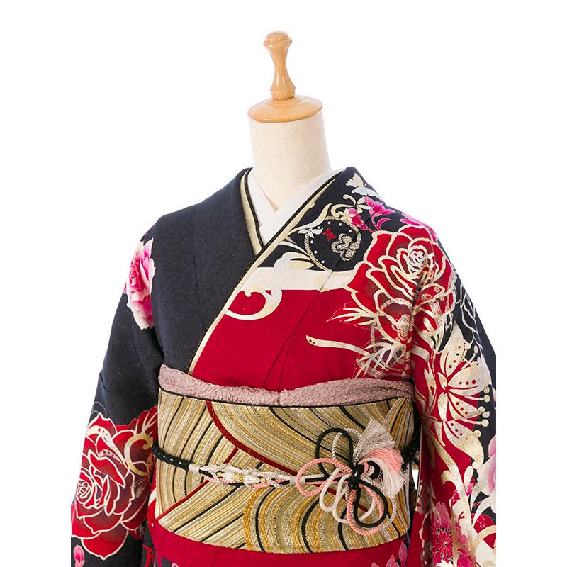 2〜12月】正絹振袖|着物レンタル|裄長|158〜168cm|振袖フルセット(赤系
