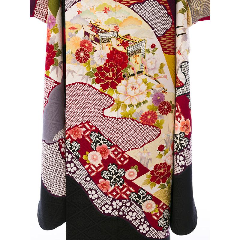 2〜12月】正絹振袖|着物レンタル|裄長|158〜165cm|振袖フルセット(赤系