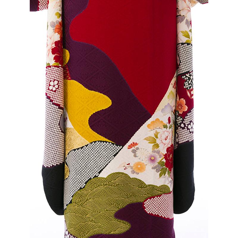 【最終値下げ】正絹 振袖 着物セット身丈162cm 裄67.4cm 2〜12月】正絹振袖|着物レンタル|裄長|158〜165cm|振袖フルセット(赤系