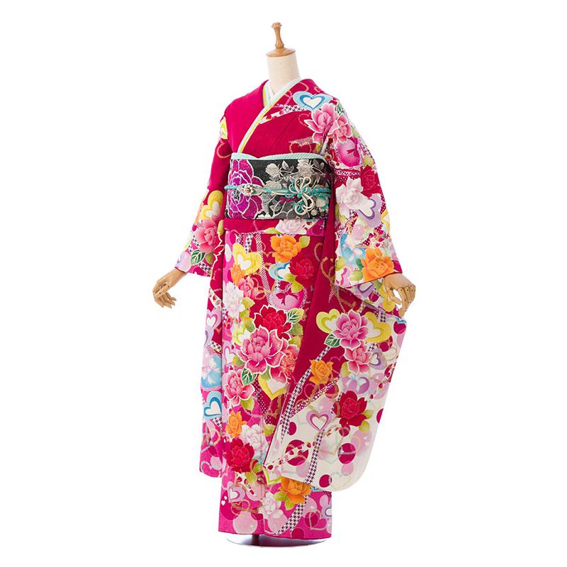 2〜12月】正絹振袖|着物レンタル|155〜168cm|振袖フルセット(赤系