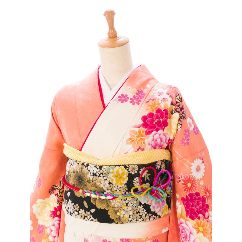 2〜12月】正絹振袖|着物レンタル|145〜155cm|振袖フルセット(オレンジ