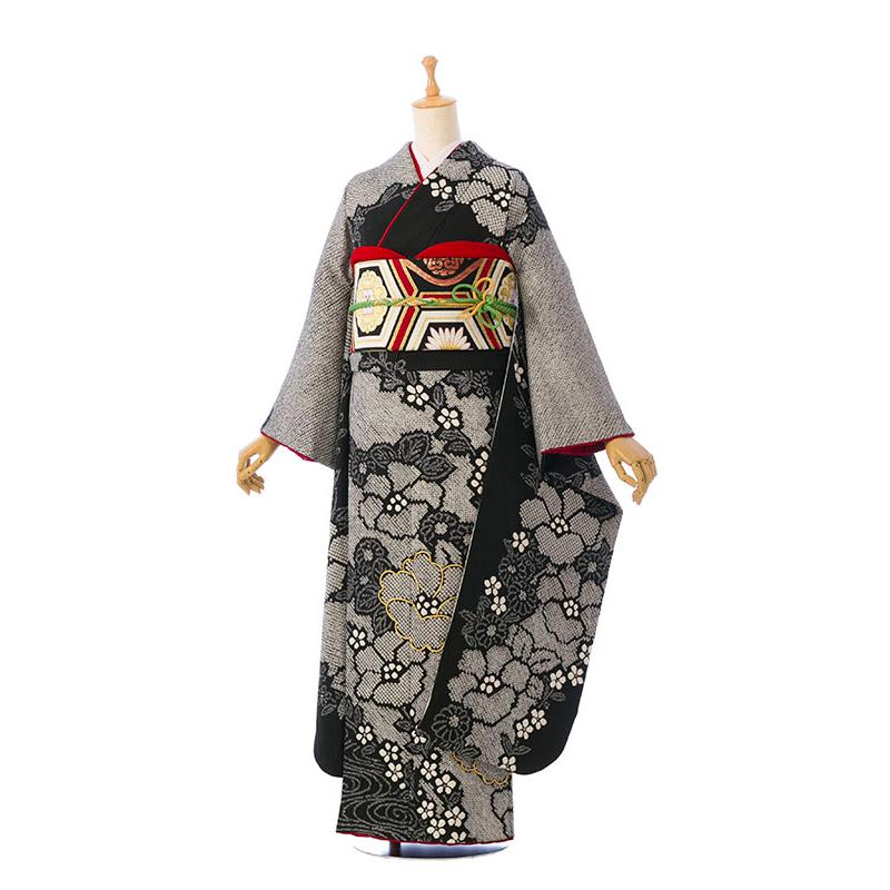 2〜12月】正絹振袖|着物レンタル|153〜165cm|振袖フルセット(黒系