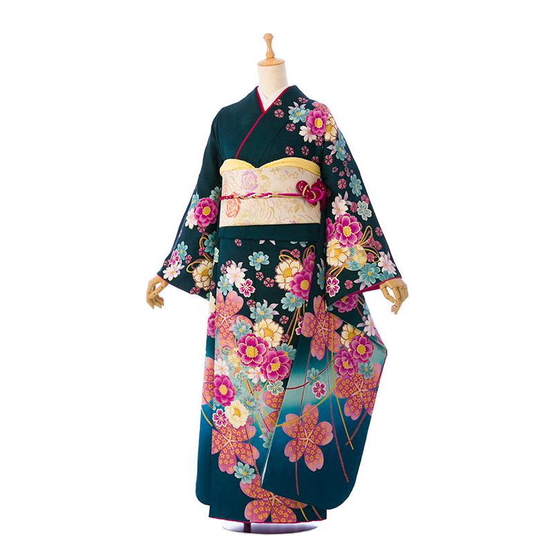 2〜12月】正絹振袖|着物レンタル|160〜170cm|振袖フルセット(緑系