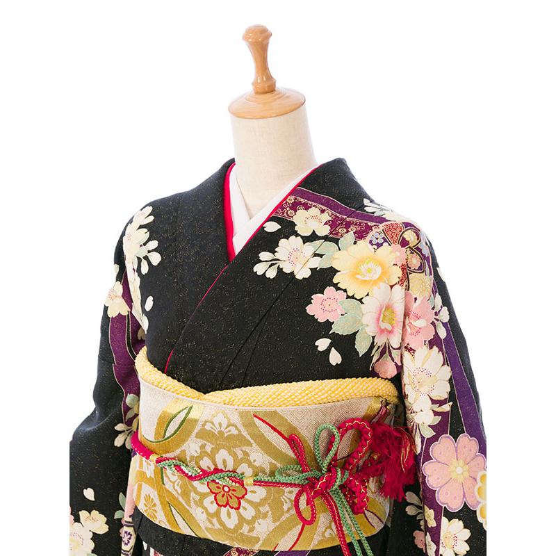 2〜12月】正絹振袖|着物レンタル|160〜170cm|振袖フルセット(黒系
