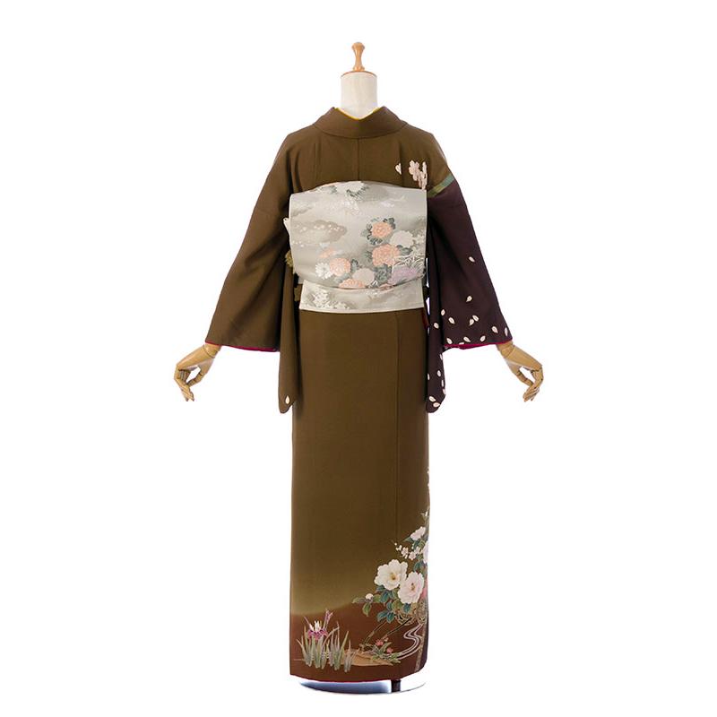 レンタル着物|訪問着|150〜160cm|訪問着フルセット(緑系)|訪問着・付
