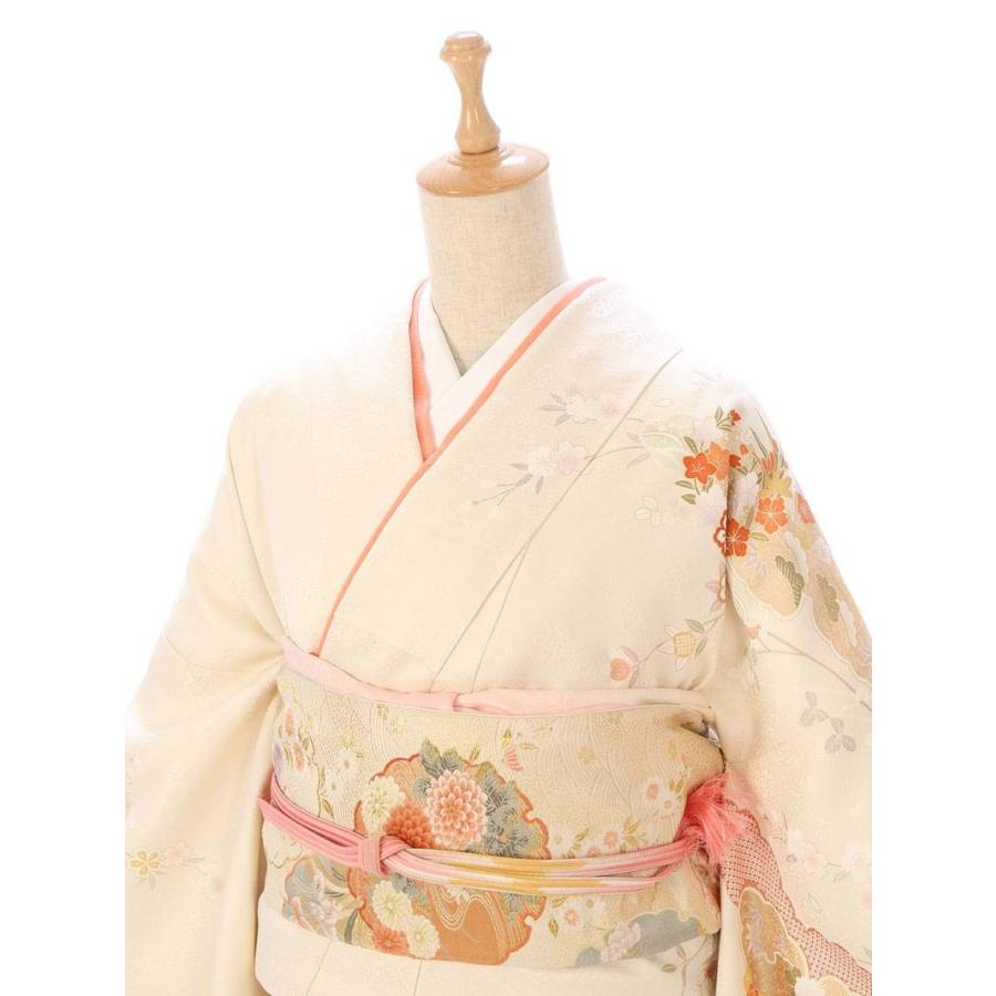 2L745 訪問着レンタル 正絹 クリームベージュ地 上品な訪問着 結婚式