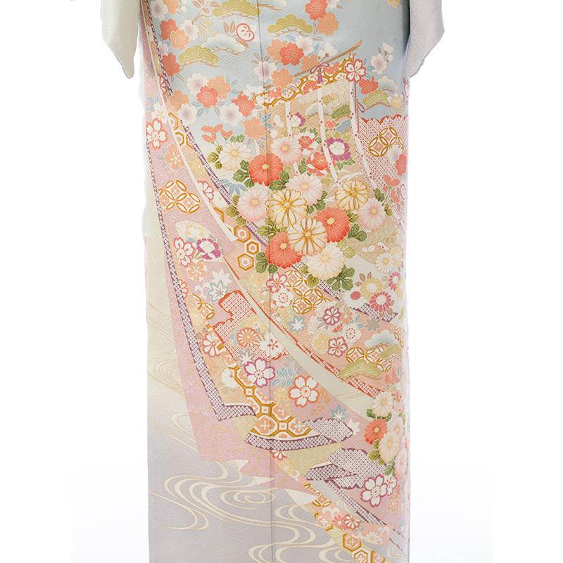 正絹訪問着|153〜165cm|レンタル着物|訪問着フルセット(ブルー系)|訪問