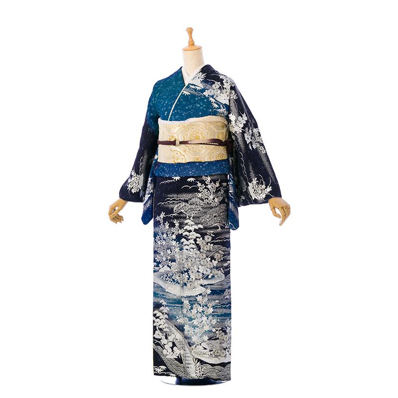 レンタル着物|訪問着|桂由美|正絹|153〜165cm|訪問着フルセット(黒系
