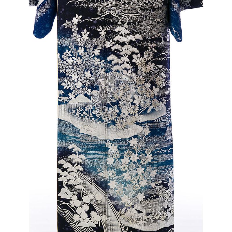 レンタル着物|訪問着|桂由美|正絹|153〜165cm|訪問着フルセット(黒系