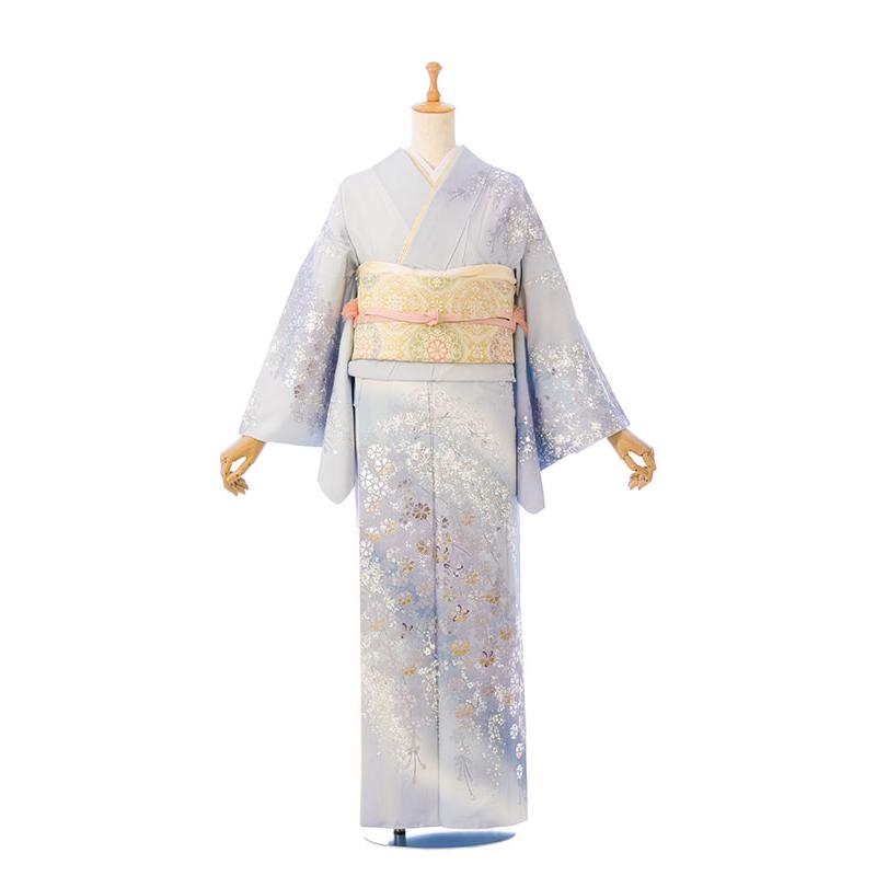 レンタル着物|訪問着|桂由美|正絹|153〜165cm|訪問着フルセット(水色系