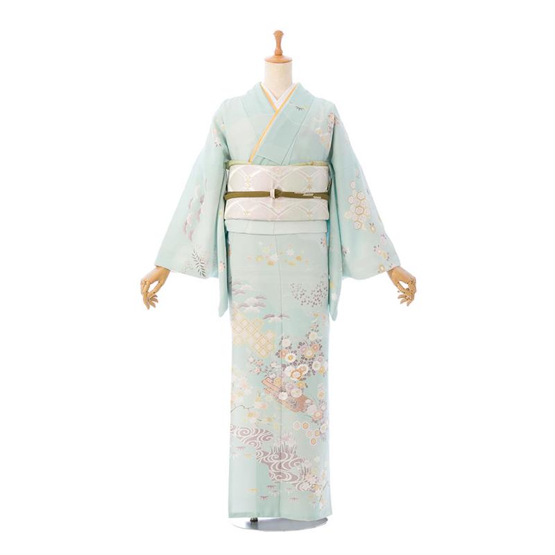 638.正絹振袖、青色、158ぐらい、 【公式通販】