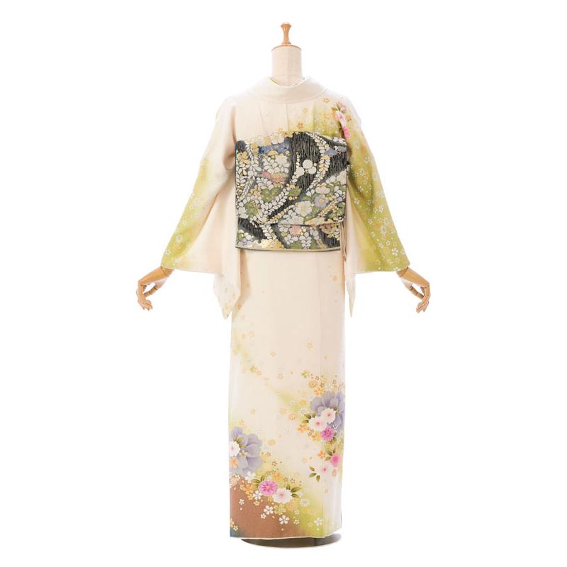 レンタル】正絹|レンタル着物|153〜163cm|小桜柄の訪問着フルセット