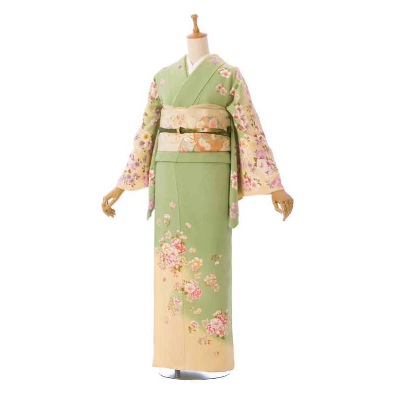 レンタル】正絹|レンタル着物|155〜158cm|八重桜柄の訪問着フルセット
