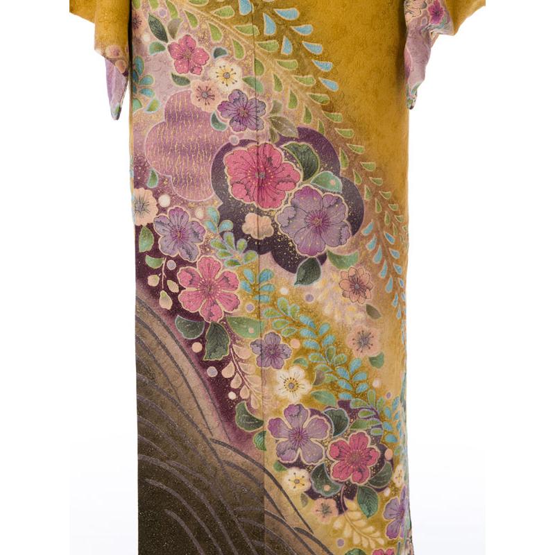 レンタル】正絹|レンタル着物|160〜167cm|訪問着フルセット(からし系