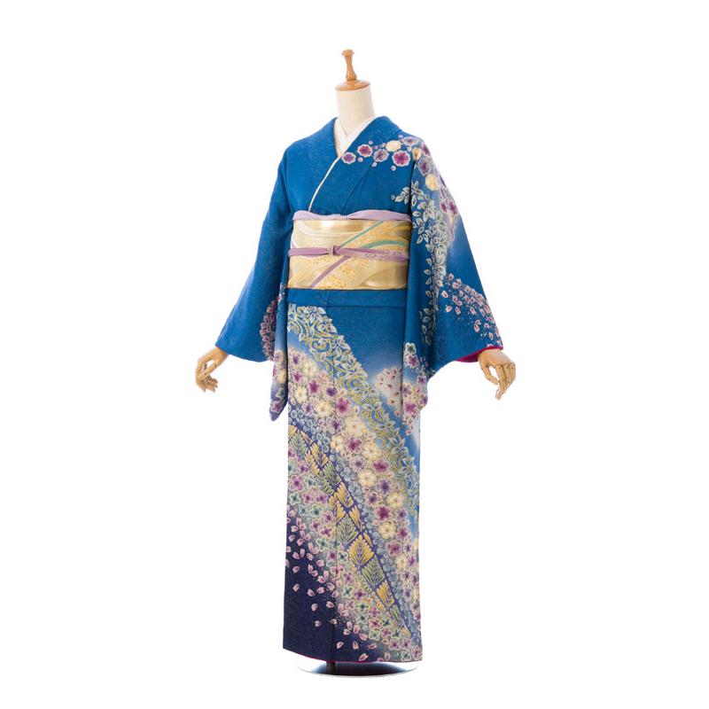 着物 訪問着 水色 160cm〜 和 和装 和服 正絹 絹 着物 訪問着 水色 160cm