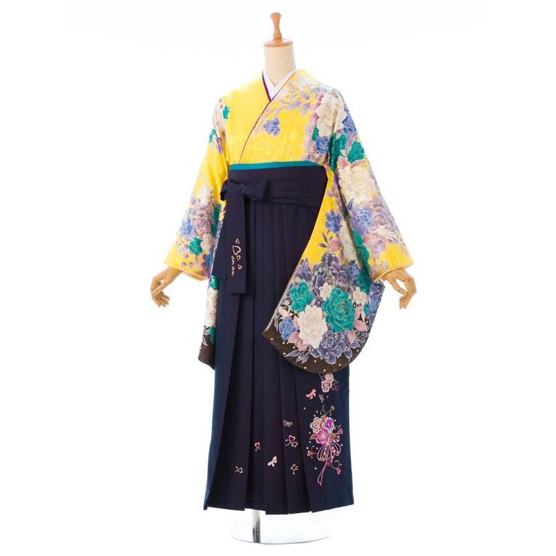 卒業袴 レンタル 158〜163cm 卒業式 袴セットレンタル 黄色地 普通