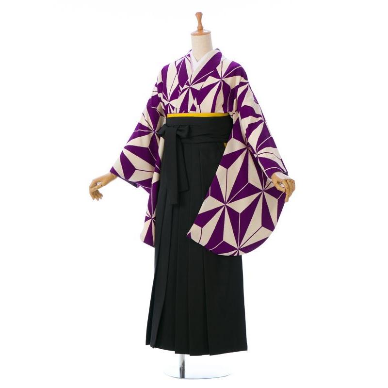 レトロ|148〜153cm|麻の葉柄 卒業式袴セットレンタル（パープル系