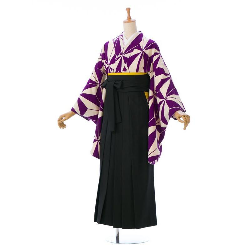 レトロ|148〜153cm|麻の葉柄 卒業式袴セットレンタル（パープル系 