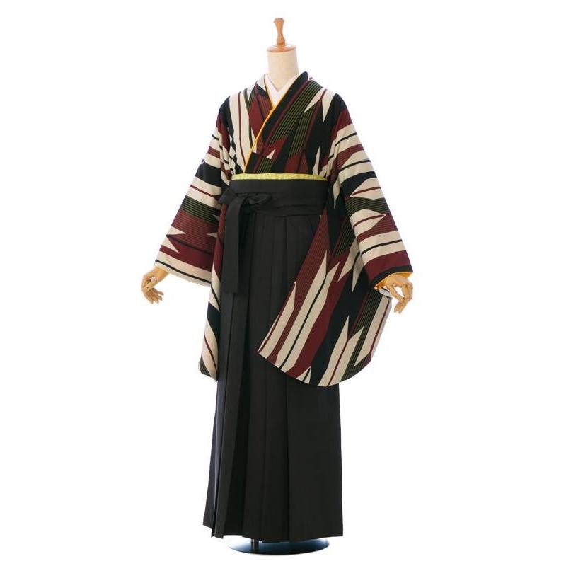 袴レンタル|163〜168cm|卒業式袴セット(茶系)(黒系)|卒業袴(普通サイズ) 矢絣 寛斎 HELC32A_HDLC32A（2.6）