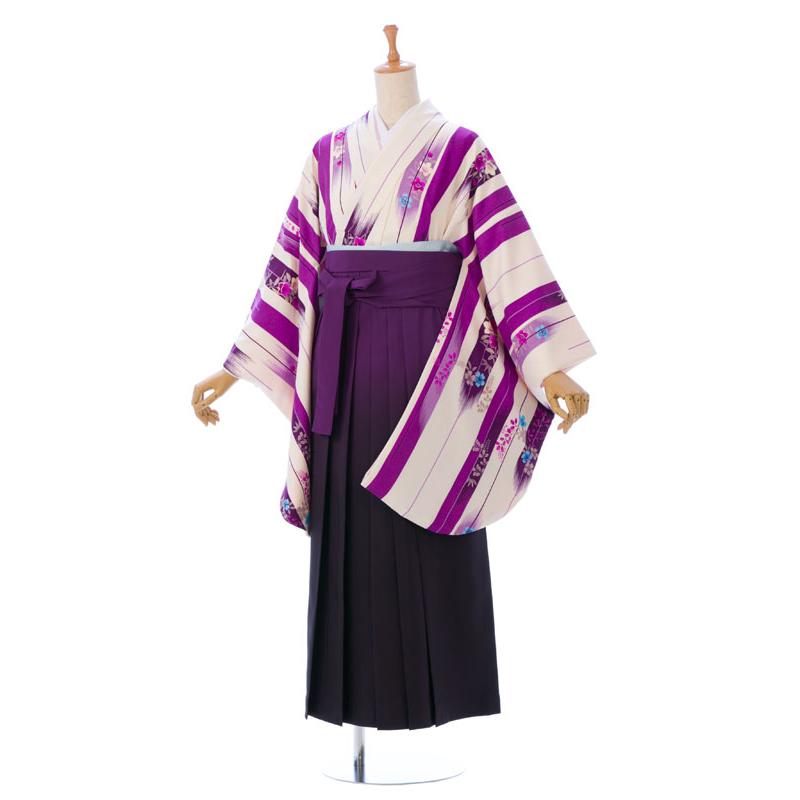 パープル矢絣|158〜163cm 卒業式袴セットレンタル(紫系)(白系)|卒業袴