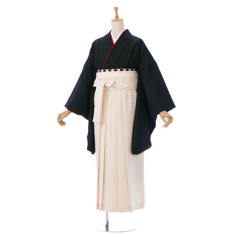 袴160センチ ブラック×レース|158〜163cm 卒業式袴セットレンタル(黒系)|卒業袴