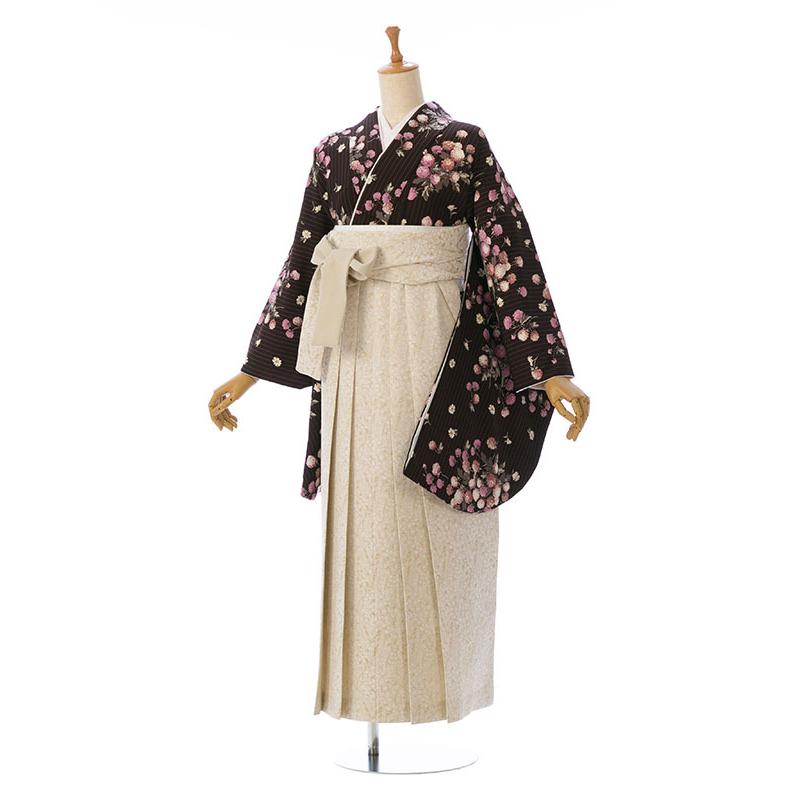 Kami Shibai|158〜163cm |小花柄の卒業式袴セットレンタル(茶系)|普通サイズ HELC89A_HDLC89A (2.5)