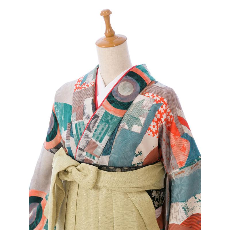 モダンアンテナ|153〜157cm|卒業式袴セット(グリーン系)|卒業袴(普通サイズ)HAGD15Aの画像