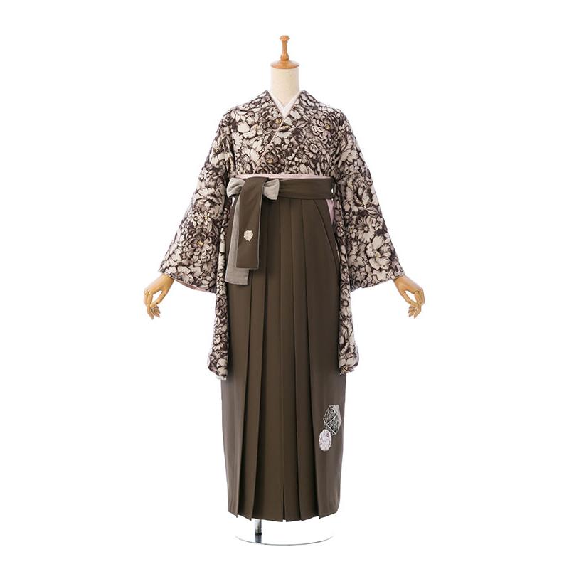 レンタル着物|卒業袴|中村里砂|裄長|163〜168cm|卒業式袴セットレンタル(茶色系)|卒業袴(普通サイズ)HAGD42Aの画像