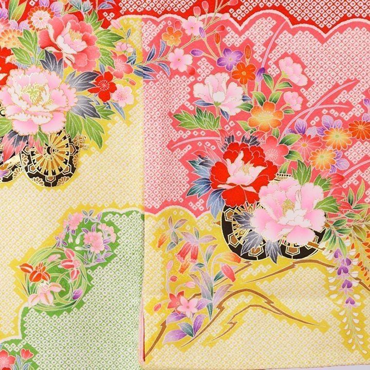 5n70 絞り調 花車 牡丹〔産着レンタル〕着物レンタル 祝着レンタル〔お 