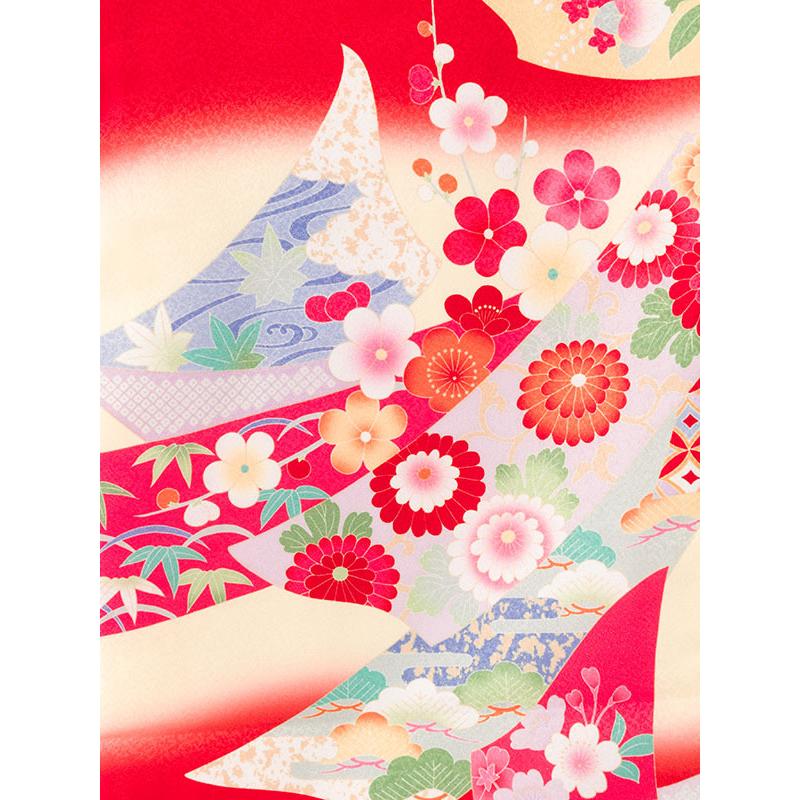 お宮参り 赤ちゃん着物|水色地に四季花熨斗文様|宮参り着物フルセット