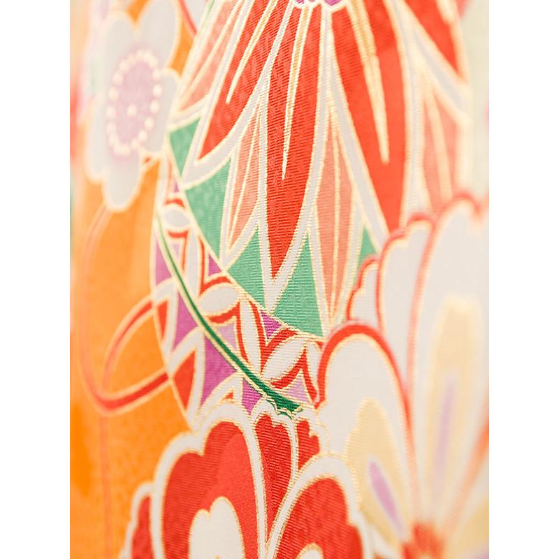 お宮参り 赤ちゃん着物|女児産着|オレンジ地|宮参り着物フルセット