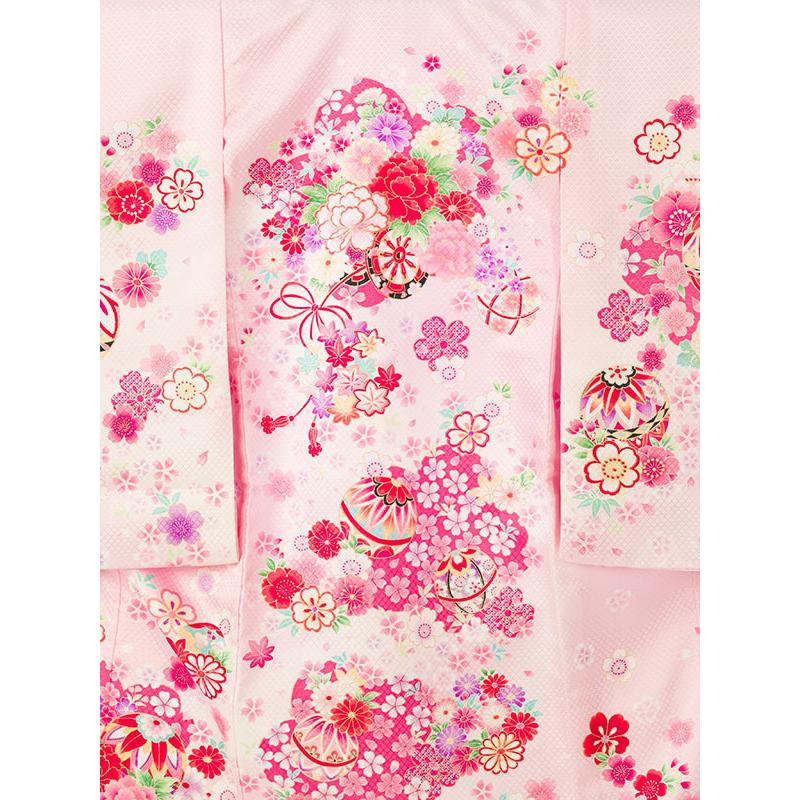 お宮参り 赤ちゃん着物|女児産着|ピンク地に花車|宮参り着物フルセット