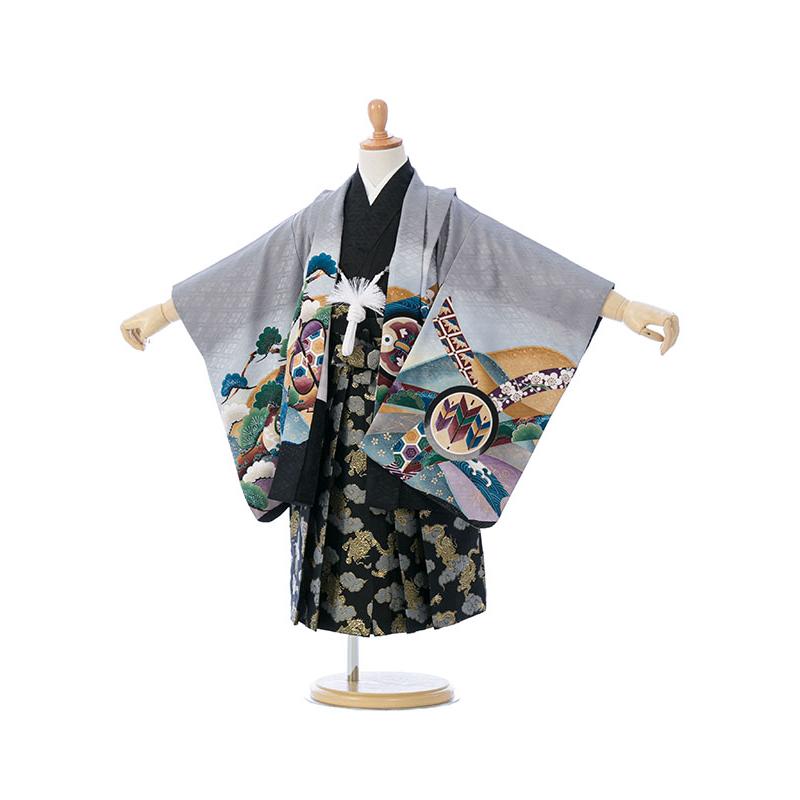 七五三　晴れ着　2個セット 着物レンタル|85〜95cm|2歳|3歳|七五三着物レンタルフルセット(グレー